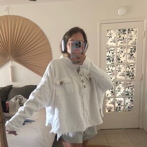 White Button-Up Fleece Jacket